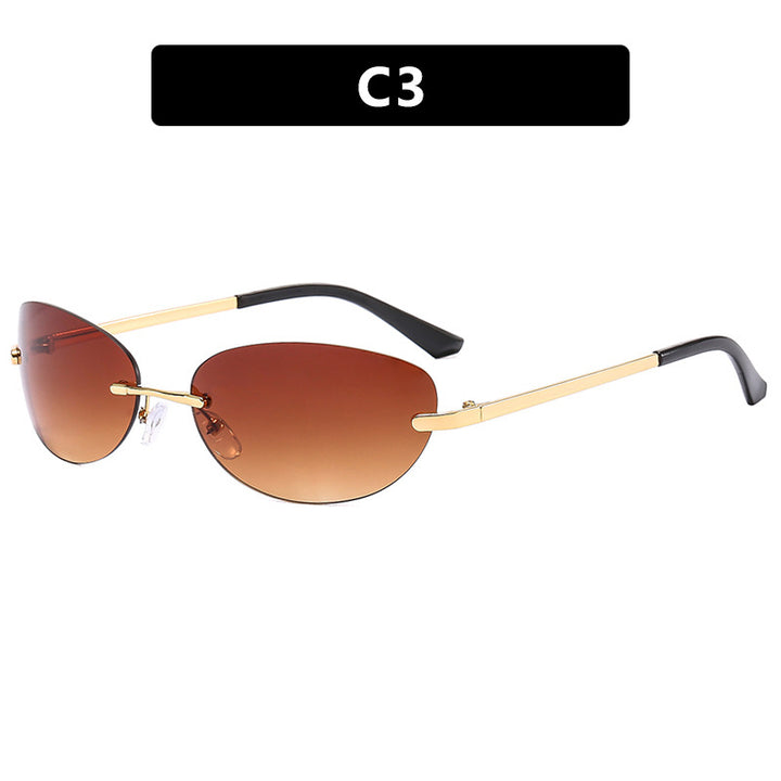 Dame modische Cat-Eye solbriller med smal metallramme og polarisert glass Skanto