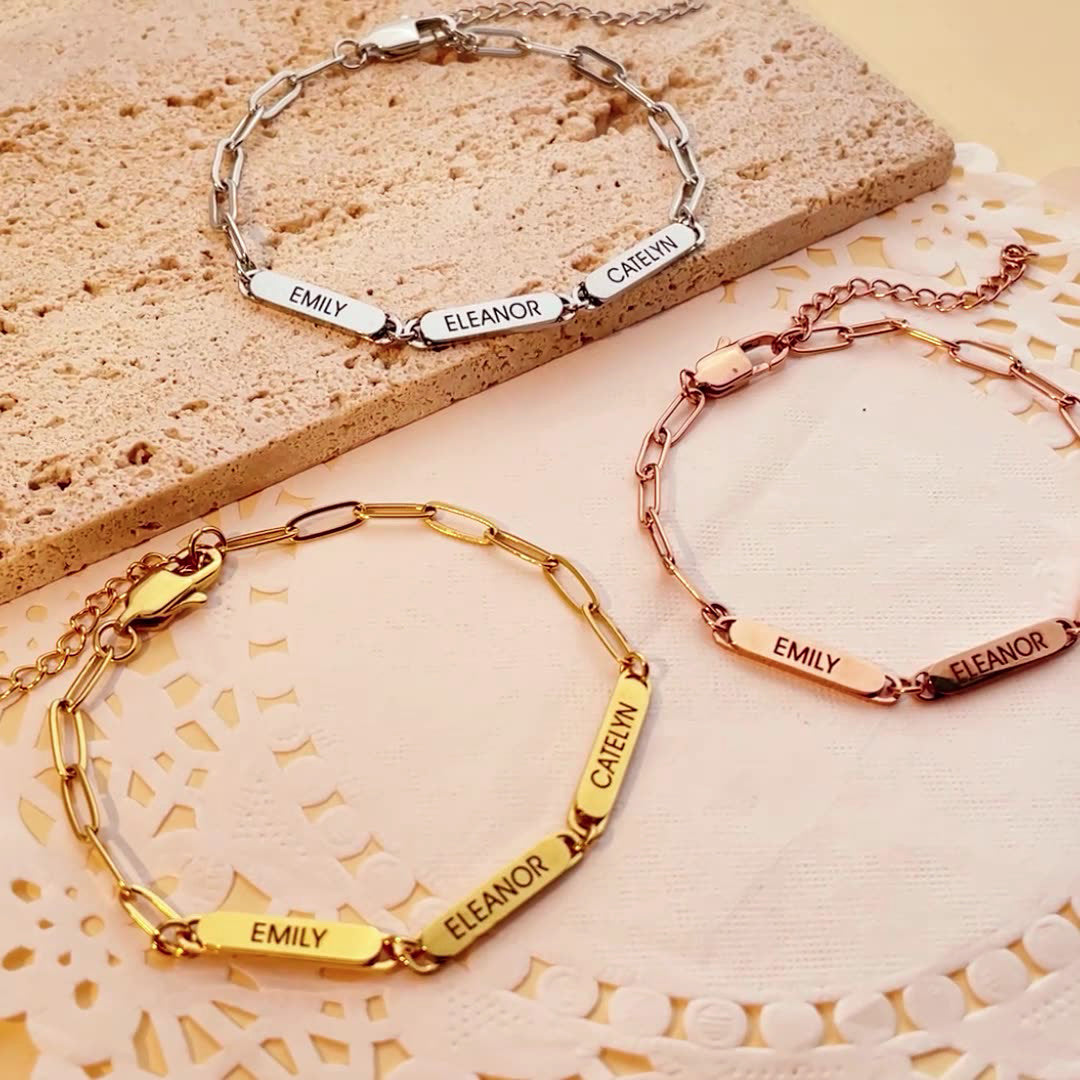 Skanto | Personlig familie-navn papirklips armbånd