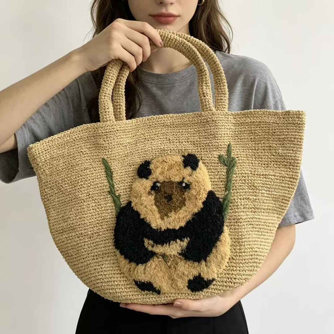 Sørhavsvennlig kurvveske med pandamotiv Skanto