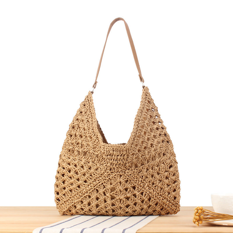 Shoulder Bag with Hand-Knotted Pattern and Leather Details Skanto