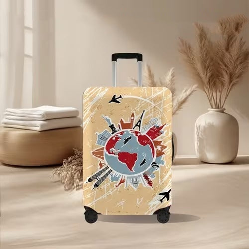 Unisex nan elastisk koffertrekk med vulkansk lava-marmordesign, elastisk beskyttelsestrekk for Trolley Skanto