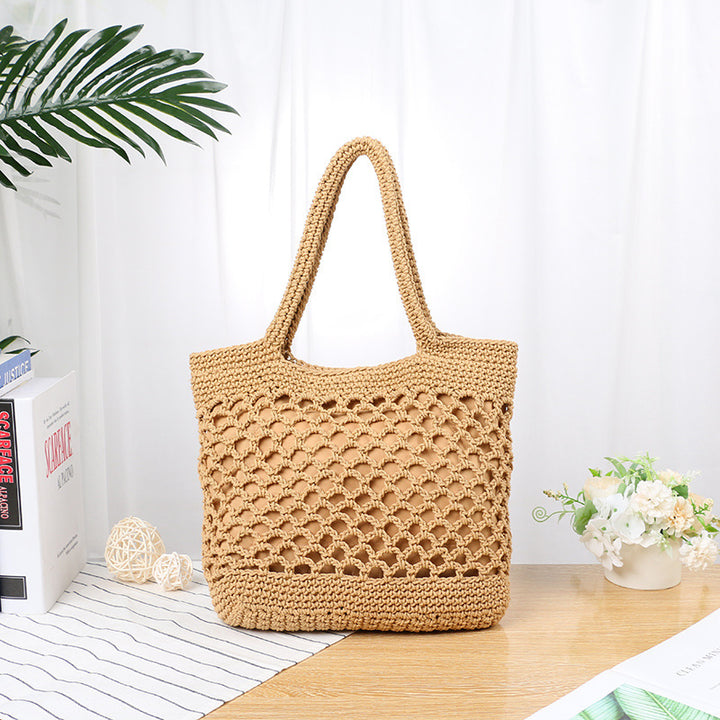 Håndknyttet totebag med moderne nettdesign Skanto