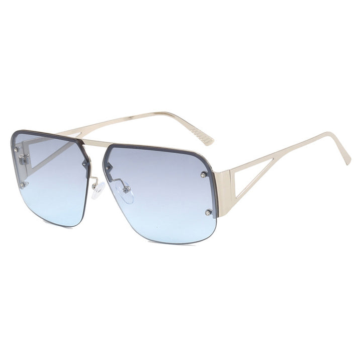 Dame futuristisk solbrille med firkantet ramme og speilende glass Skanto