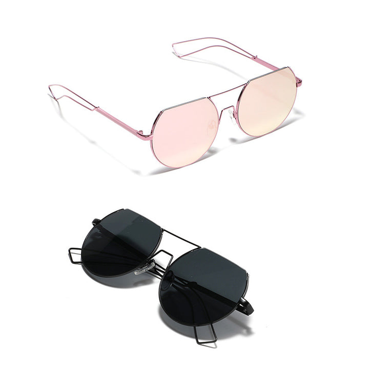Dame geometrisk solbrille med gjennomsiktige linser og stilige metallrammer Skanto