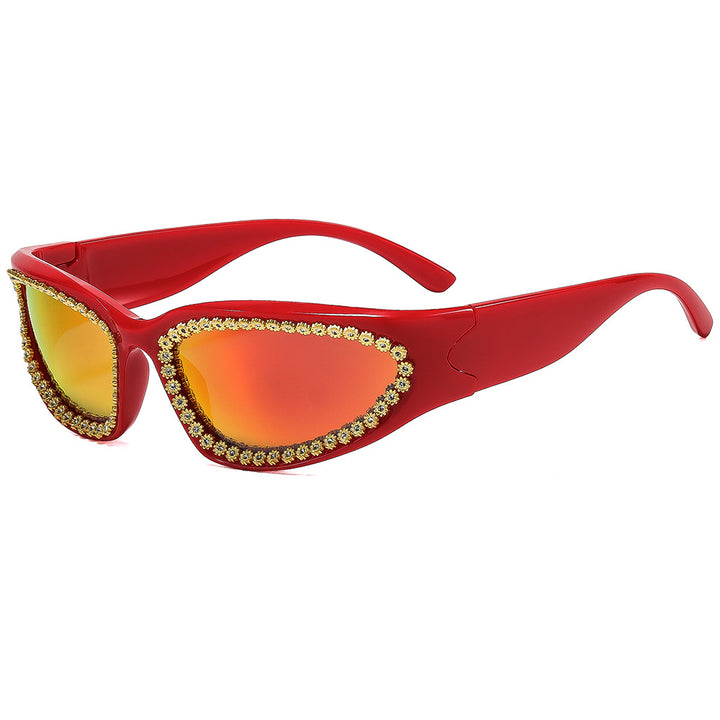 Damer moteriktig solbrille med glamorøs krystallramme Skanto