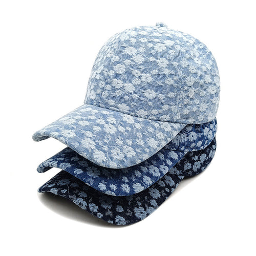 Damen Floral Teksturert Bomull Baseball Caps Skanto