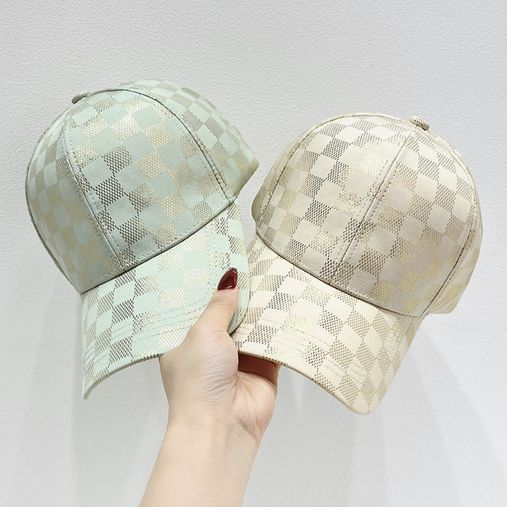 Kvinners Nett Sjekket Baseball Caps Skanto