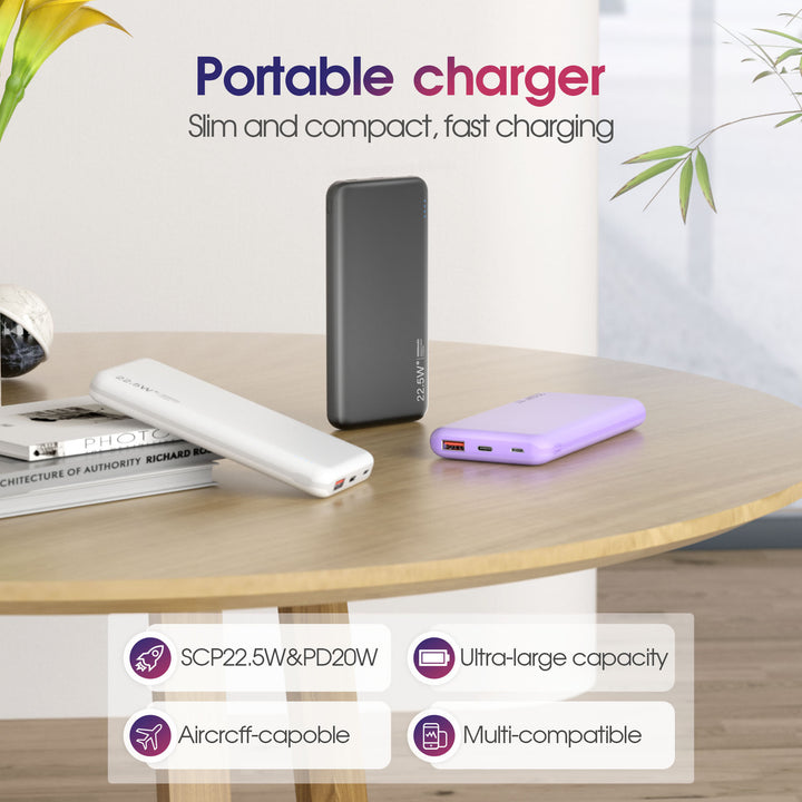 Bærbar Powerbank med hurtiglading og flere ladekontakter Skanto