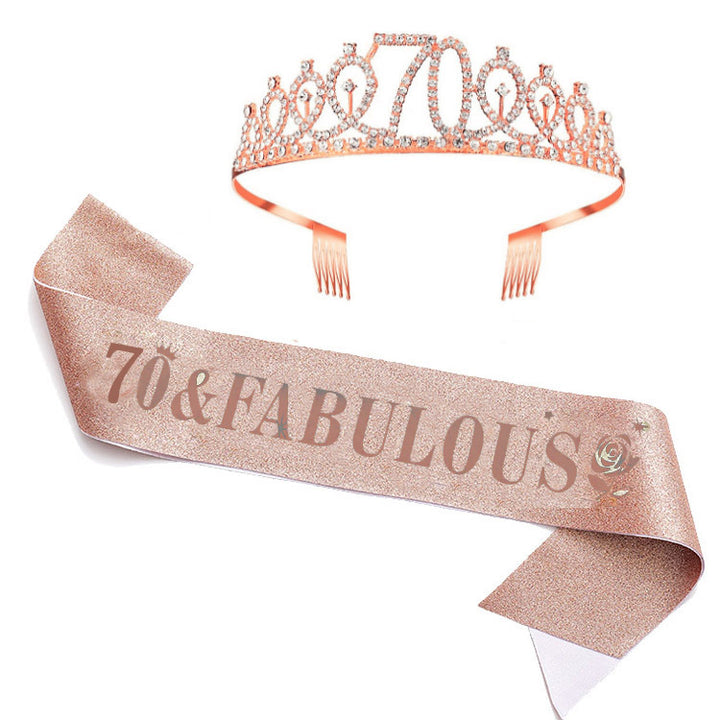 Damer Glitrende bursdags tiara sett med sashes Skanto