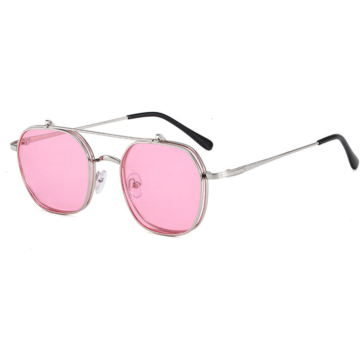 Dame geometrisk oversized solbrille med elegant gullramme Skanto