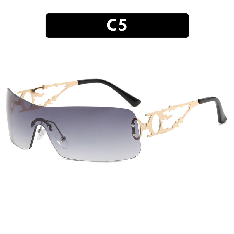Dame futuristisk Shield-solbrille med unik ramme Skanto