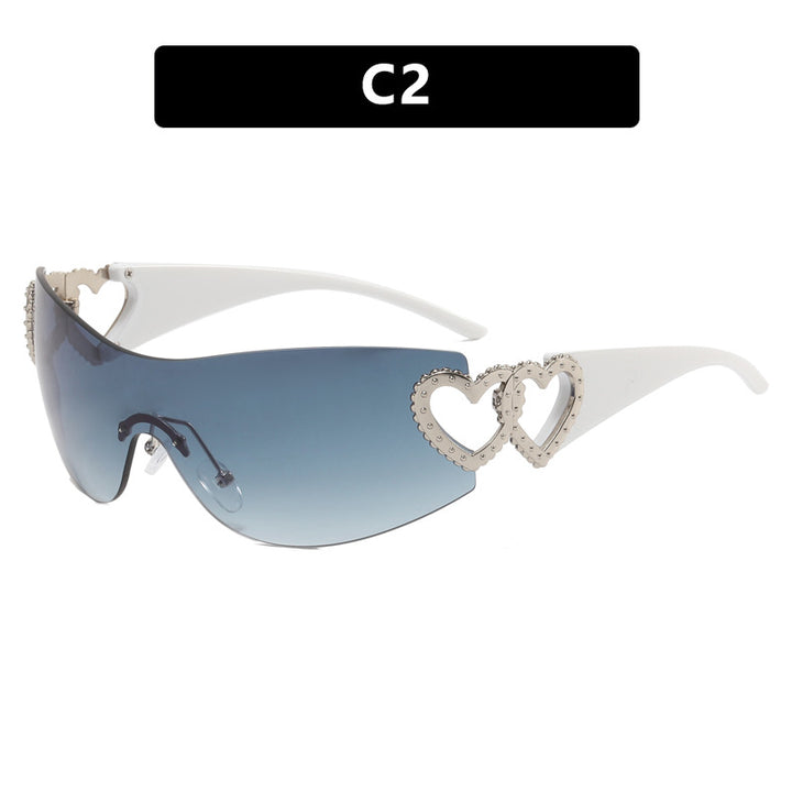 Dame Fashion-solbrille med hjerte-applikasjoner Skanto