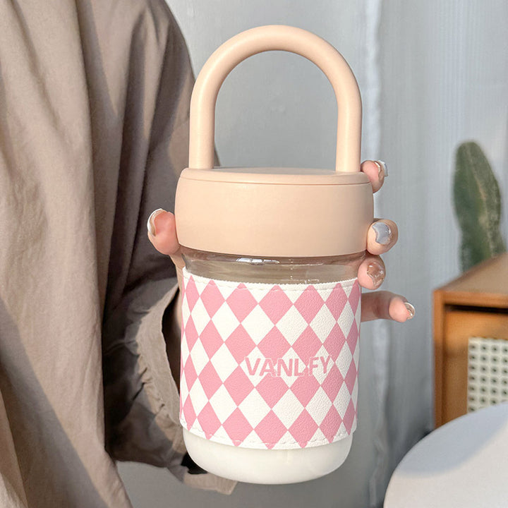 Damen Hochwertige Glas Trinkflasche mit ergonomisk håndtak Skanto
