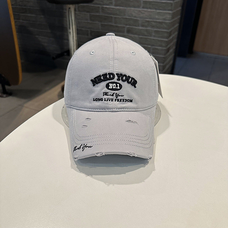 Herre Distressed Cotton Brodert Baseball Cap Skanto