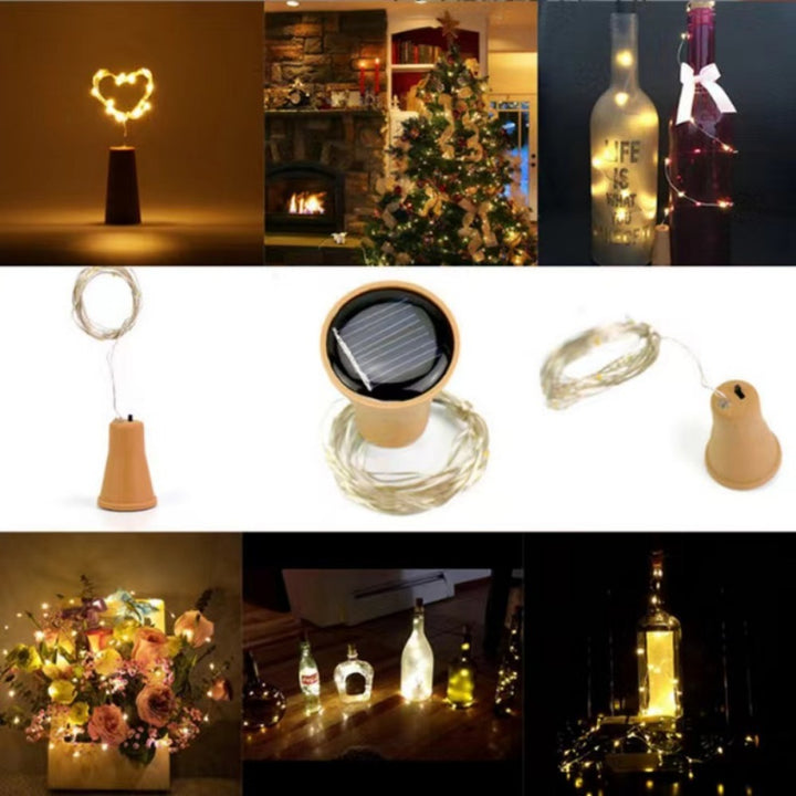 LED Flaskepropp Fairy String Lights Med Vanntett Batterikappe Og Fleksibel Kobbertråd Skanto