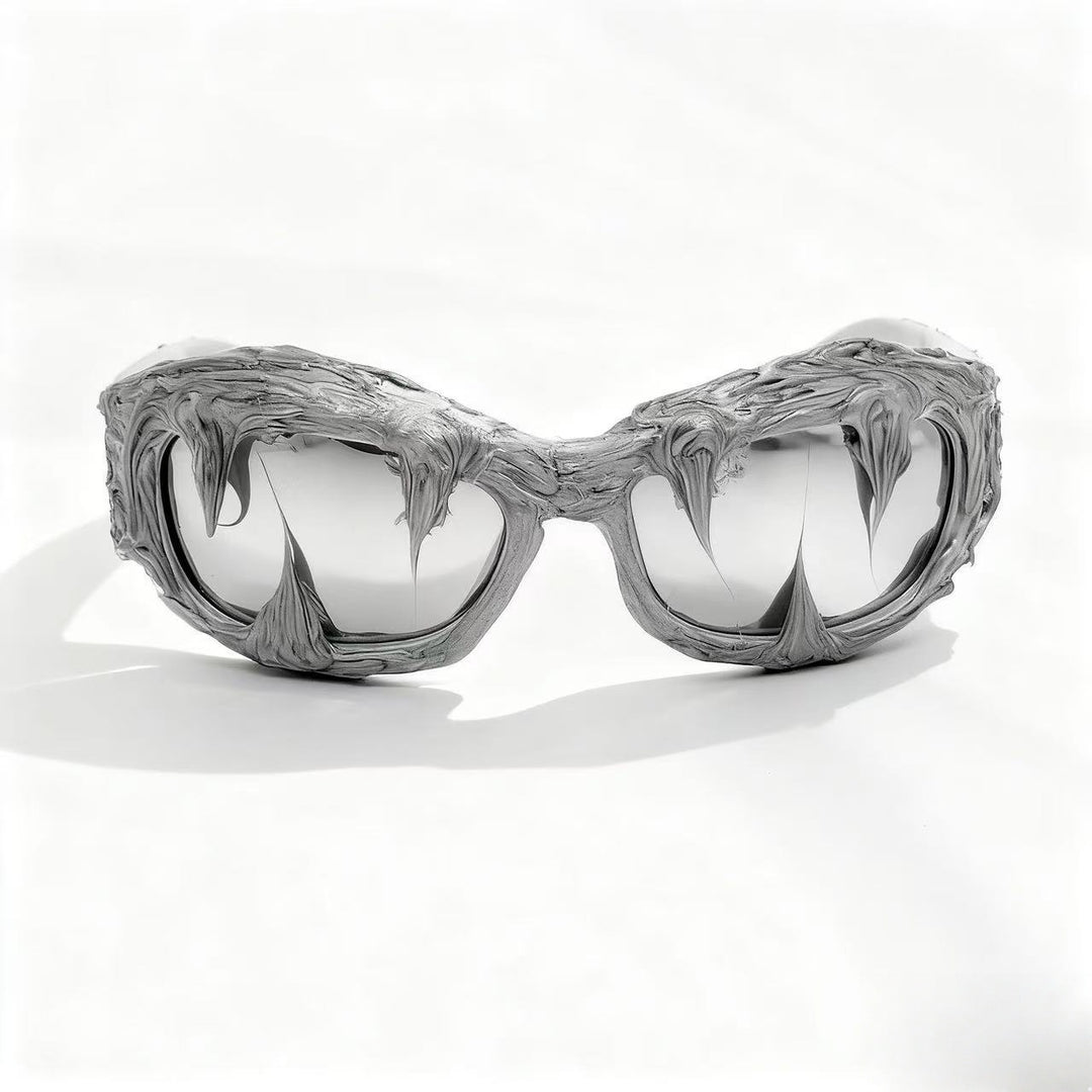 Dame futuristisk design solbrille med unikt strukturert overflate Skanto