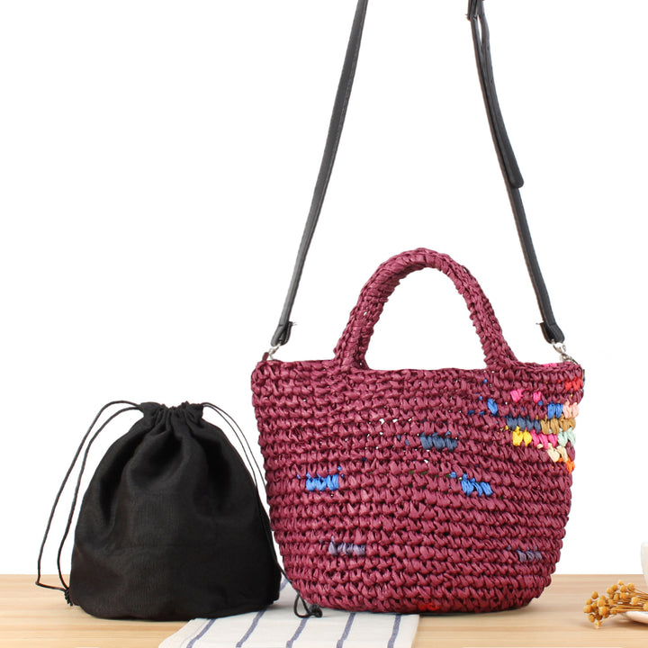 Handbag made of handmade natural material with colorful accent Skanto