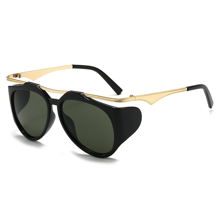 Dame Modis sport solbrille med oversized ramme og gull aksenter Skanto