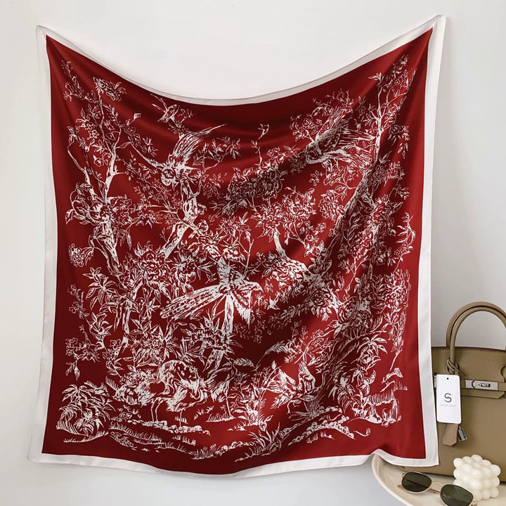 Dame silkesjal i elegant botanisk design Skanto