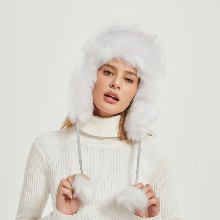 Skanto | Kvinners Chunky Faux Fur Vinterhue med Dyreører