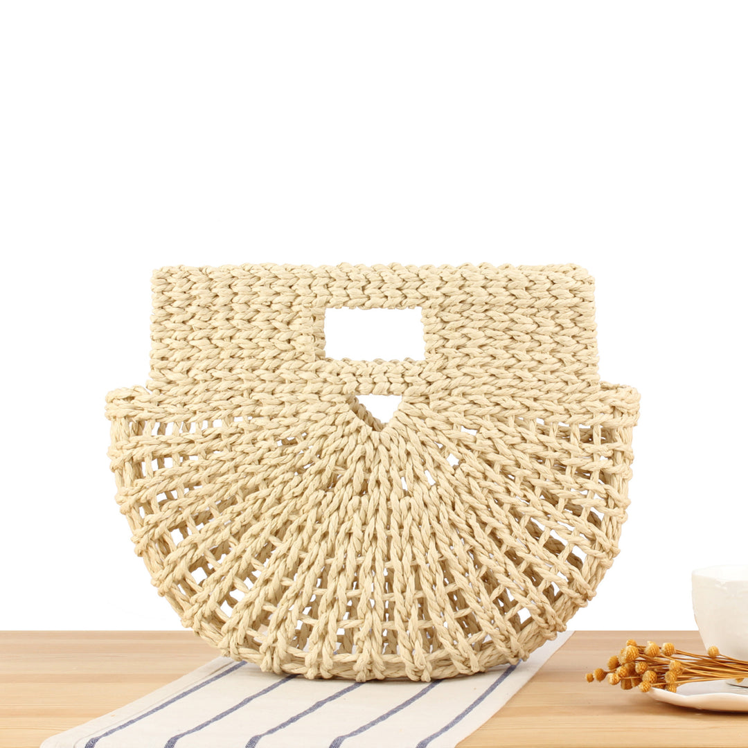 Hand-knotted basket bag with textured design Skanto