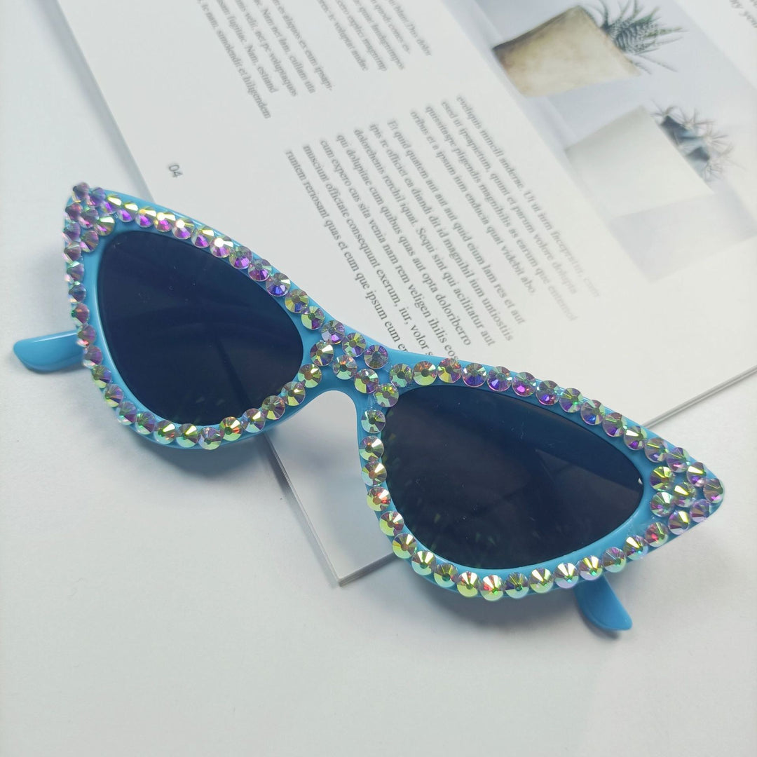 Dame Cat-Eye solbriller med glitrende krystallpynt Skanto