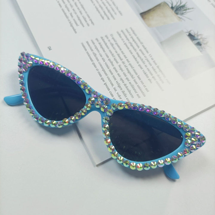 Dame Cat-Eye solbriller med glitrende krystallpynt Skanto