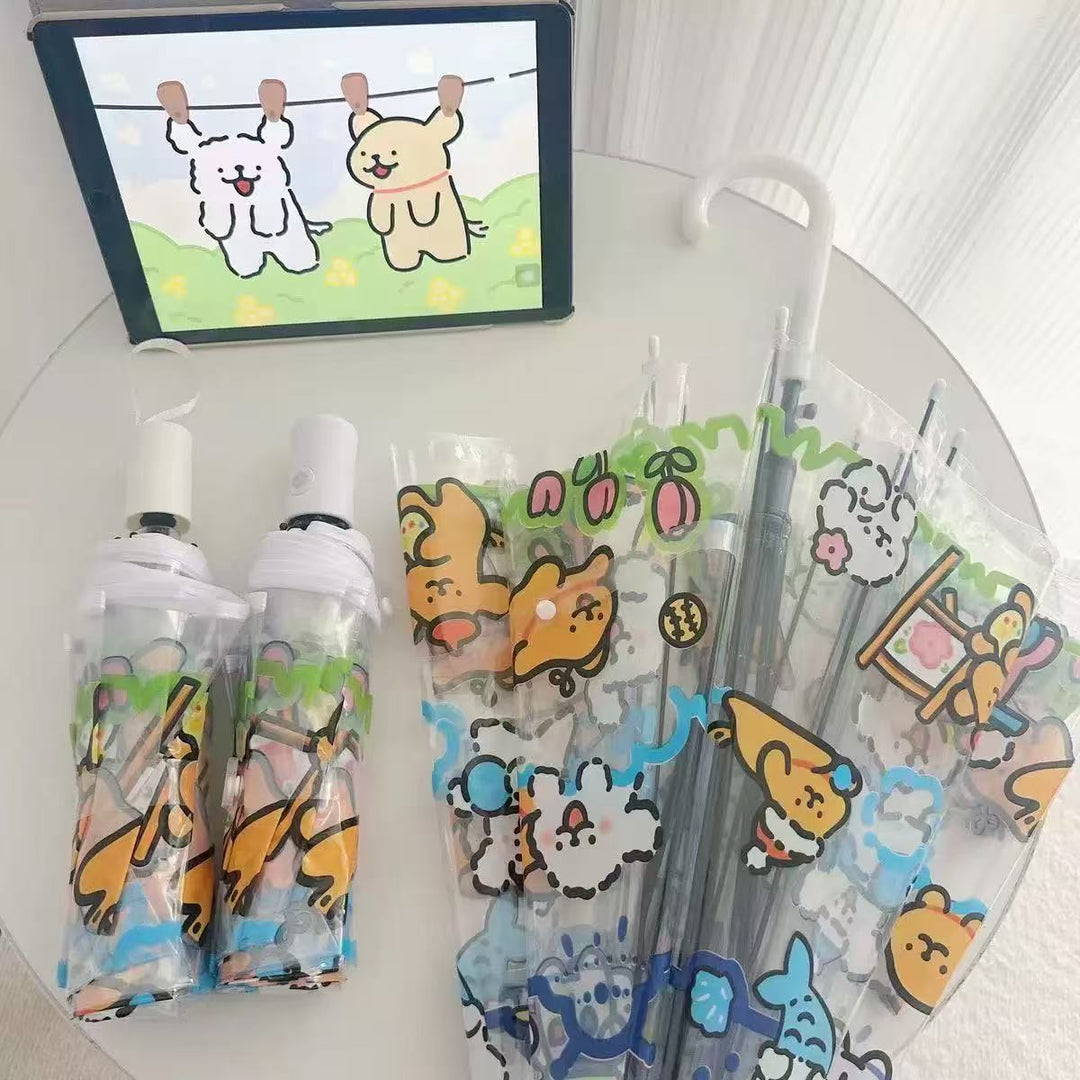 Dame Gjennomsiktig Paraply med dyremotiver Skanto