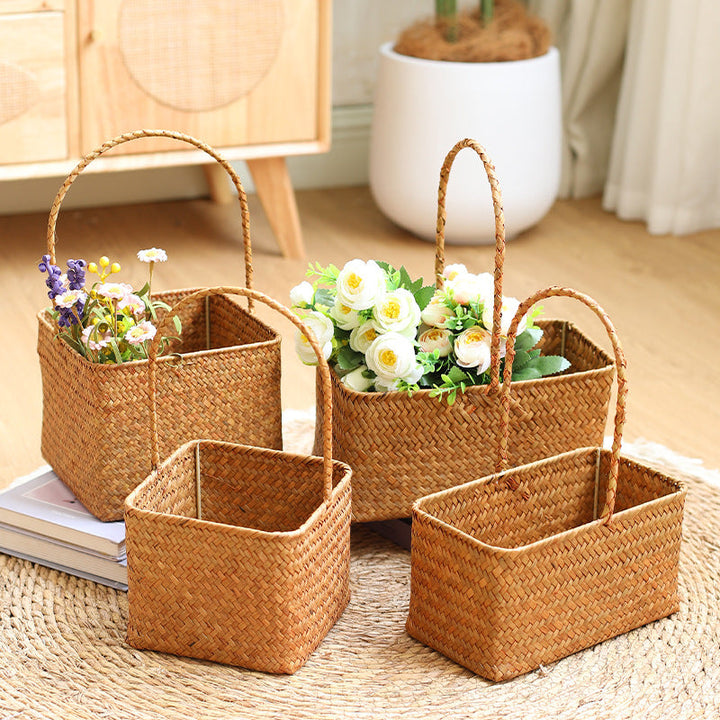 Håndvevd naturlig fiber bærekurv Skanto