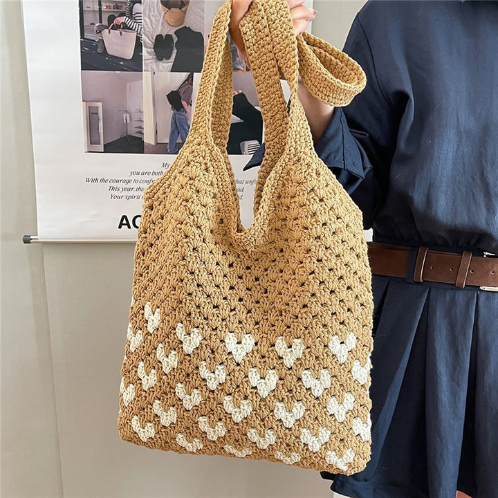 Håndknyttet bærenett i hjerte-design Skanto