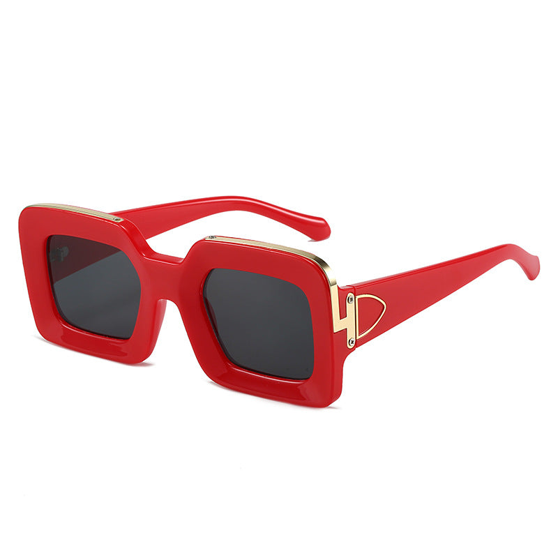 Dame kvadratisk solbrille med luksuriøs design og gyldne accenter Skanto
