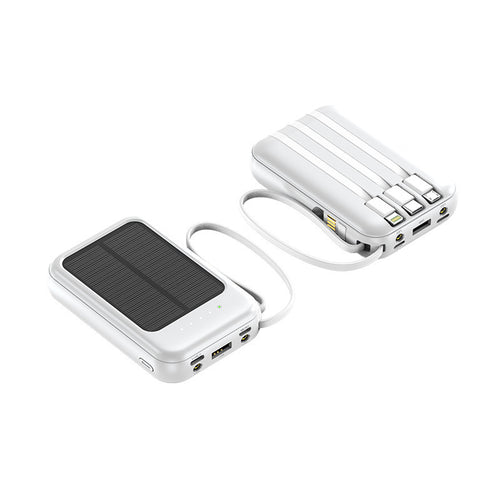 Bærbar solkraftbank med robust design og innebygget ladekabel Skanto