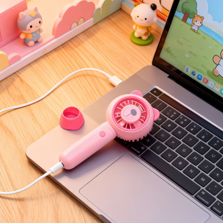 Dame portable USB håndvifte med dyremønster Skanto