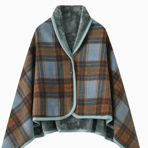 Dame elegant varmholdende Poncho-teppe Skanto
