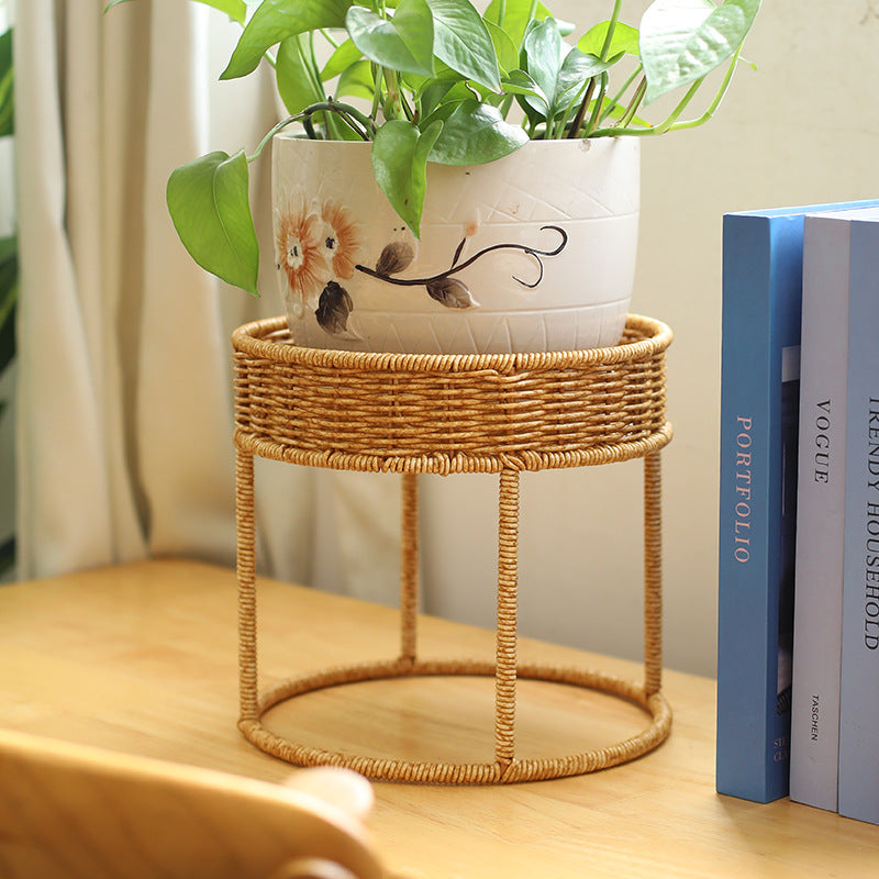 Unisex Moderne planteholder med flettet kurv og metallramme Skanto