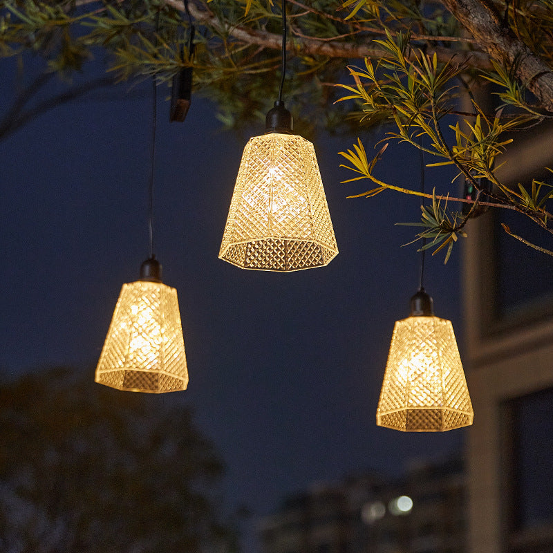 Solar USB Oppladbar Teksturert Glass Pendellampe Skanto