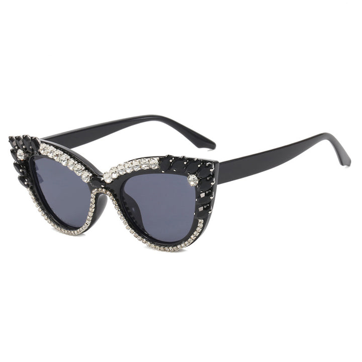 Damer ekstravagante Cat-Eye solbriller med glitrende rhinestones Skanto