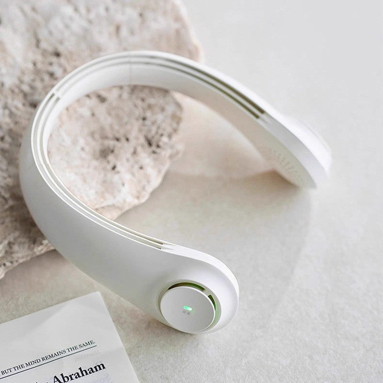 Unisex nan ergonomisk nakkevifte bladløs med oppladbart batteri stille motor og justerbar luftstrøm Skanto
