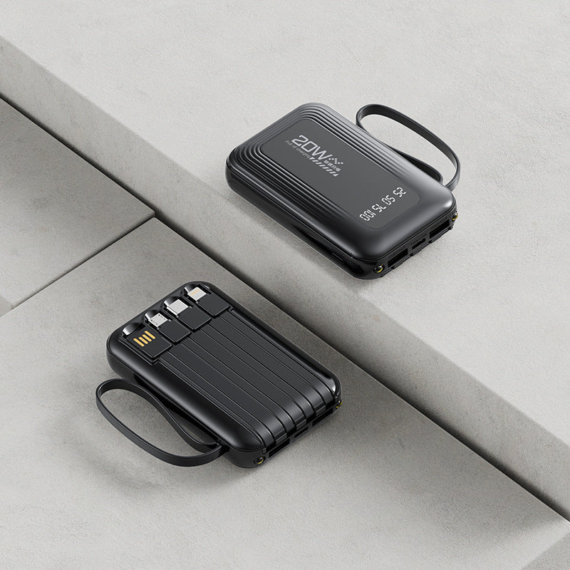 Bærbar Powerbank med integrert kabelsystem og LED-skjerm Skanto