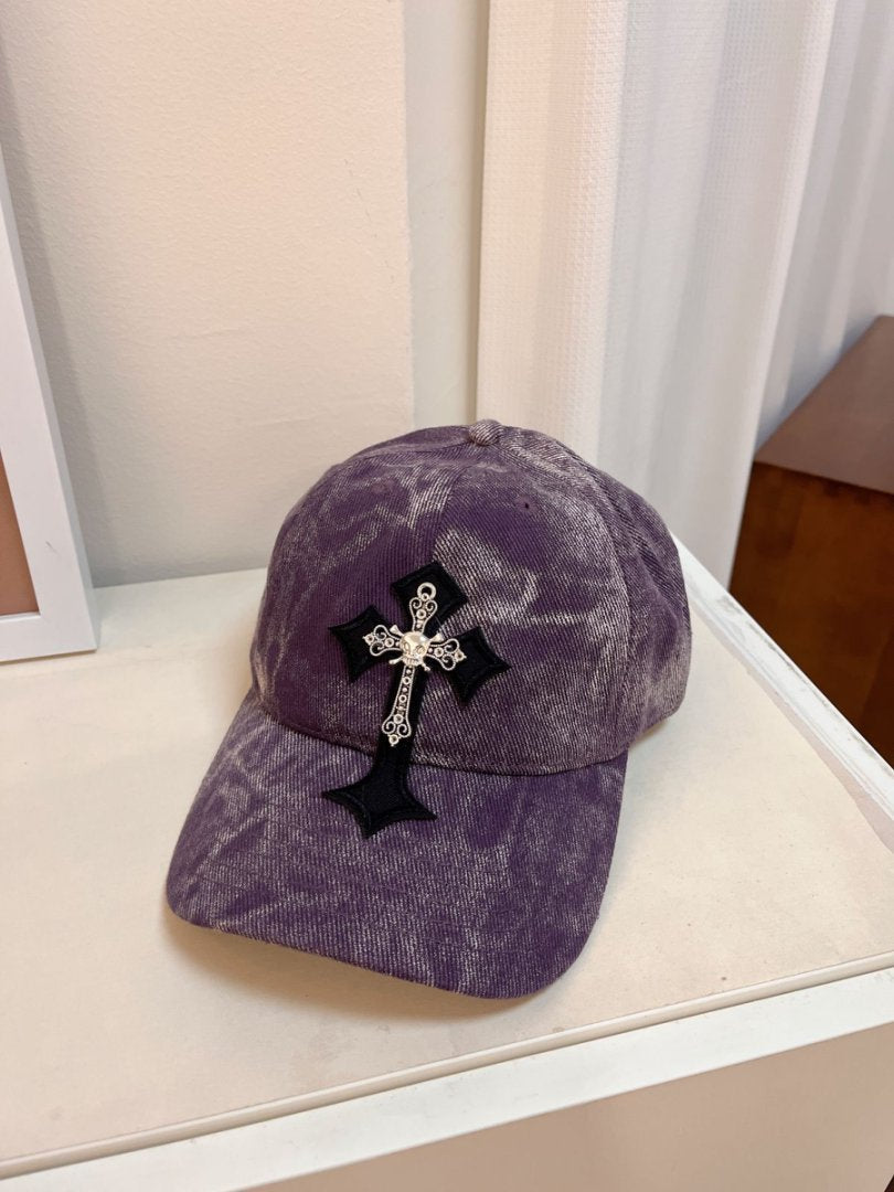 Herren Fløyelsbrodert Cross Baseball Cap Skanto