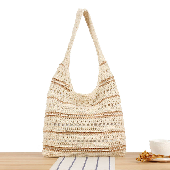 Flettet makramee crossbody veske med moderne striper Skanto