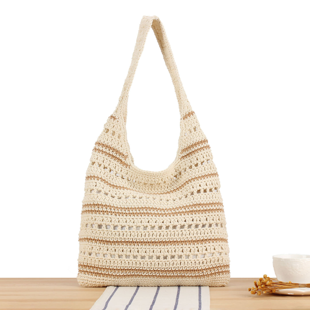 Hand-knotted shoulder bag with maritime stripe pattern Skanto