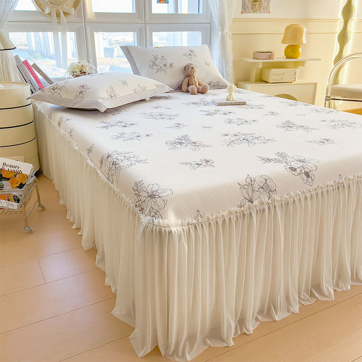 Dame Elegant og dekorativ sengeteppe-sett med lyst blomsterdesign Skanto