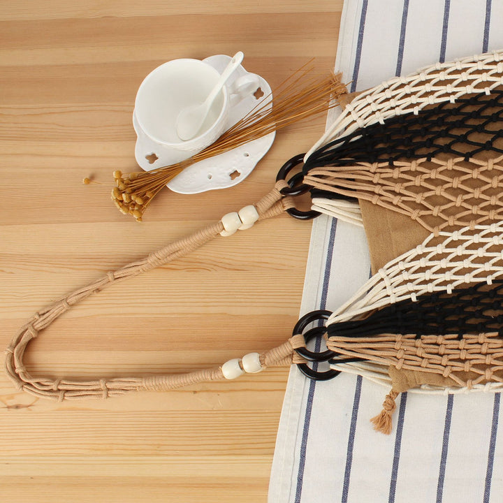 Mesh tote bag with fringe accent Skanto