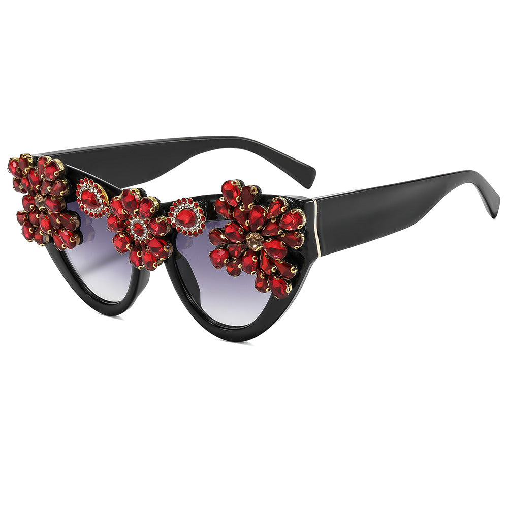 Damer ekstravagant dekorert Cat-Eye-solbrille Skanto