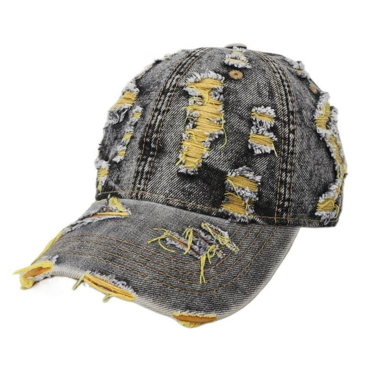 Kvinnes Slitt Denim Baseball Cap Skanto