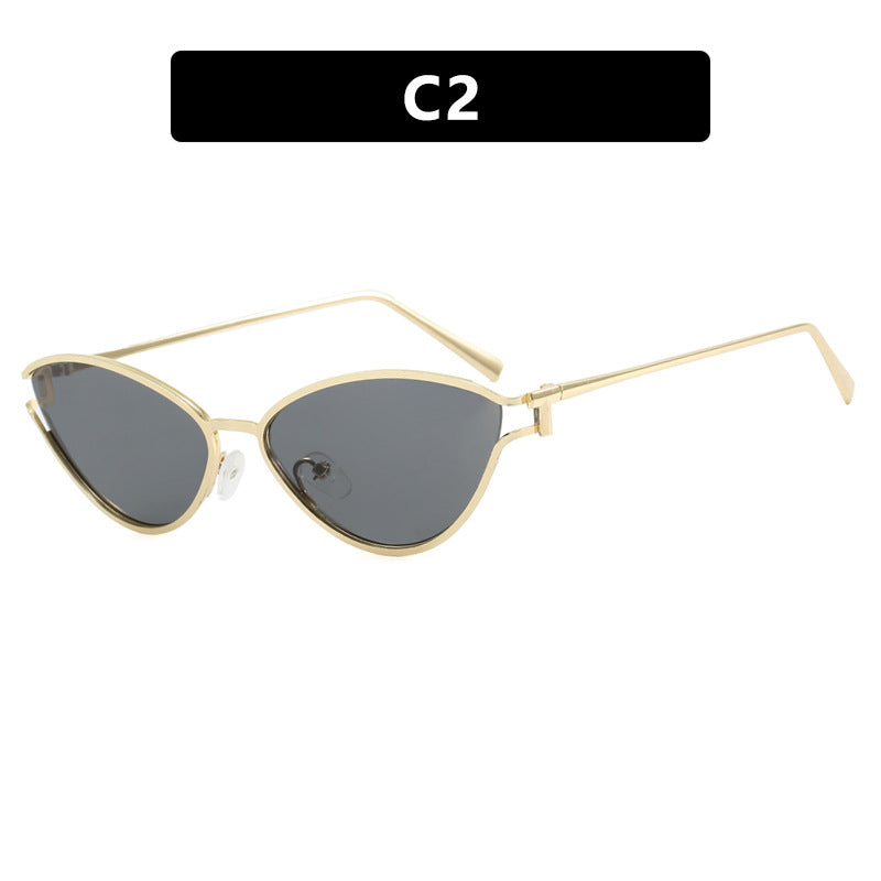 Dame Cat-Eye solbriller med beskyttende UV-filter og elegant metallramme Skanto