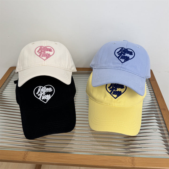 Kvinne Brodert Hjerte-Detalj Baseball Cap Skanto