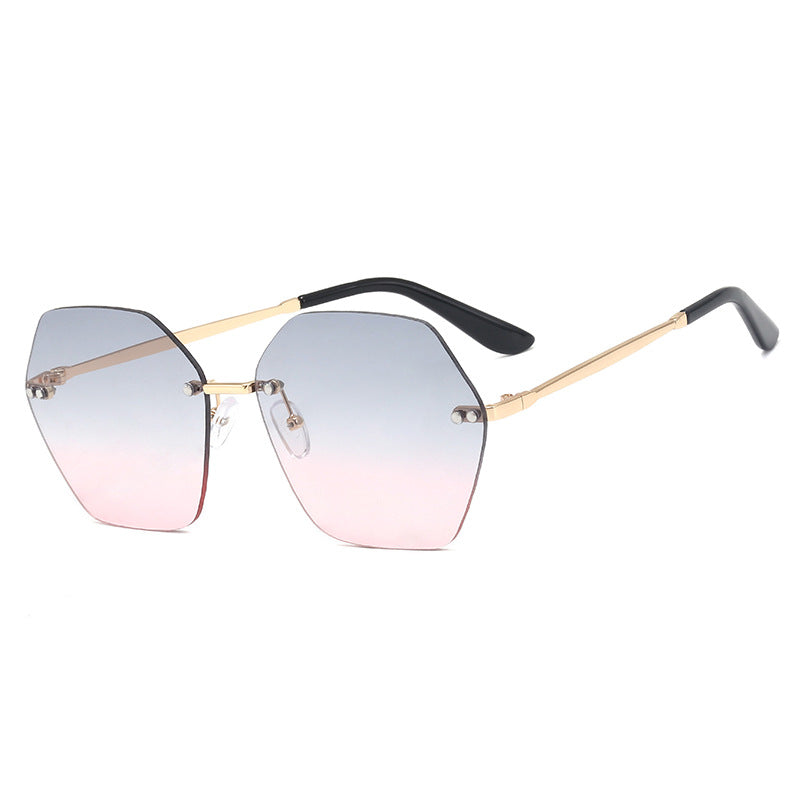 Damer hexagonal solbrille med elegant metallramme Skanto