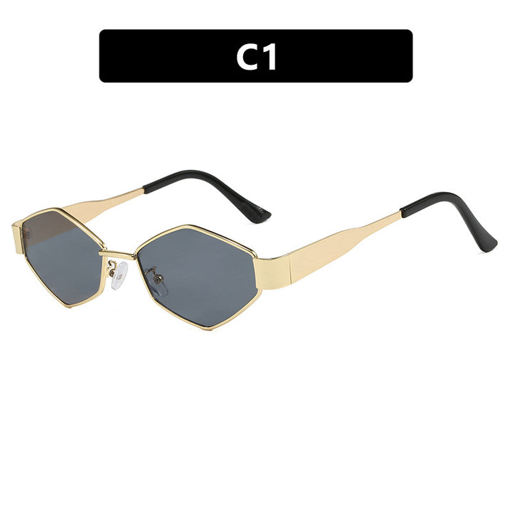 Damen geometrisk solbrille med smal metallramme og polarisert glass Skanto